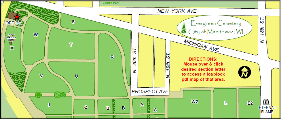 Evergreen Cemetery Map